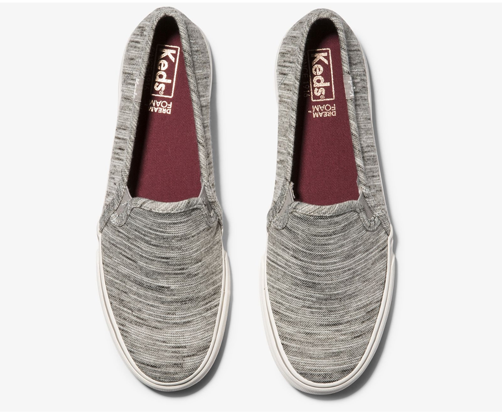 Keds Slip Ons Damen Grau - Double Decker Heathered Stripe Knit - BMJ-731084